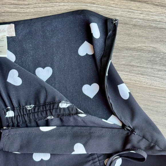 Altar’d State Heart Print Ruffle Hem Mini Skirt Black White - Tie Cinch Size M - Picture 8 of 11